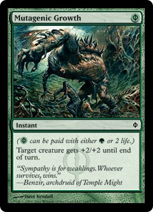 Snap, Skred, Mutagenic Growth and Pyroblast. (Also, stop calling decks Izzet when they're green. C'mon.)