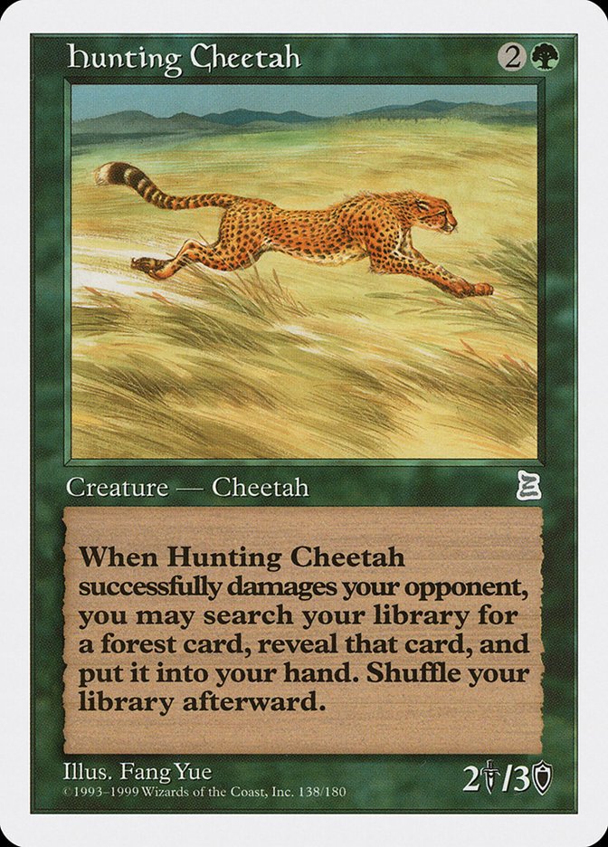 Okay, going to leave for a bit, but before I do, three cards I didn't see in decks but are just oh my god expensive - Three Visits, Rhystic Study and Hunting Cheetah.Visits is $78! What the heck!?