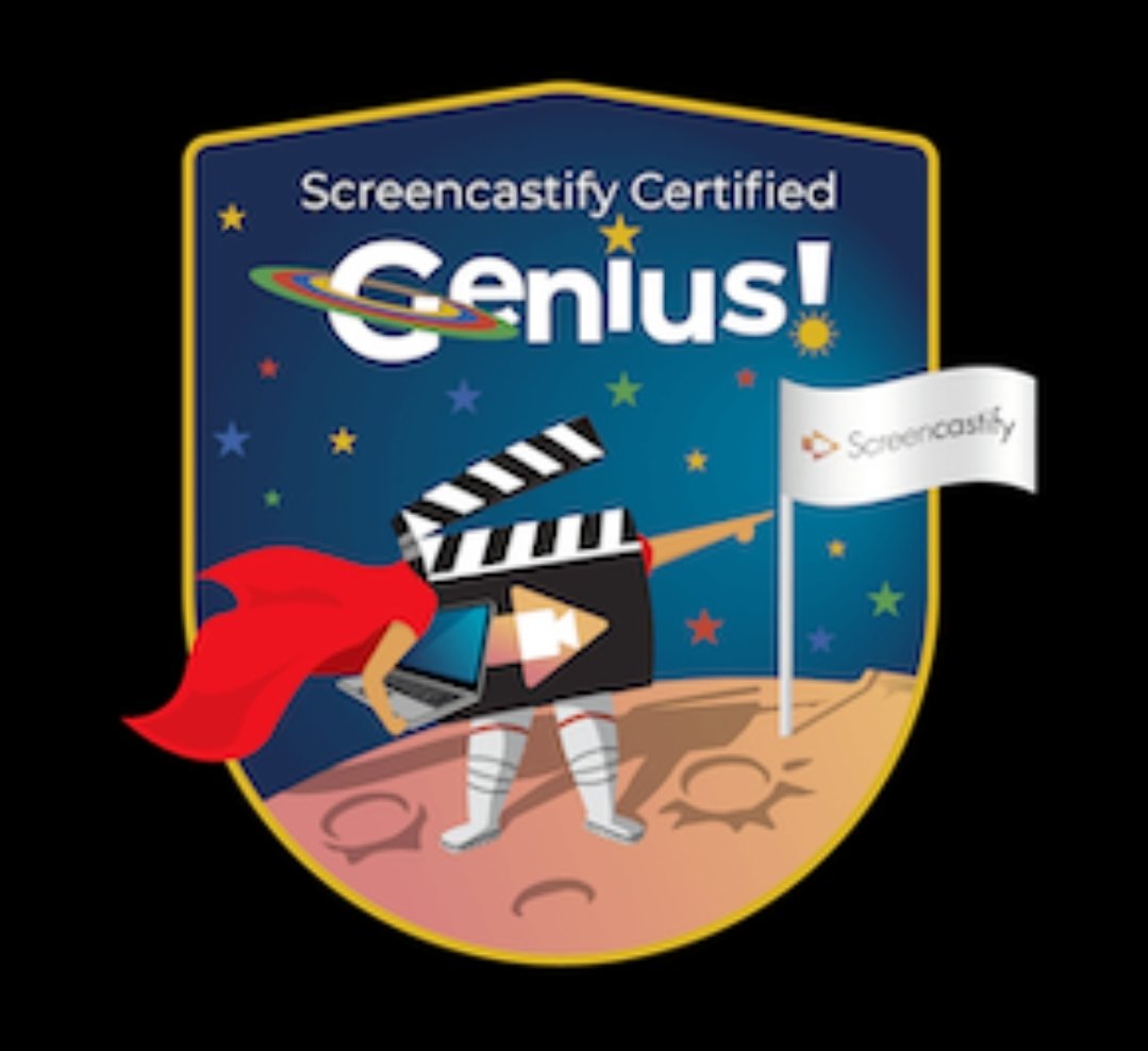 Give_Me_A_Sine's tweet image. Now officially a @Screencastify certified genius! Woohoo! #techtoolsforteachers