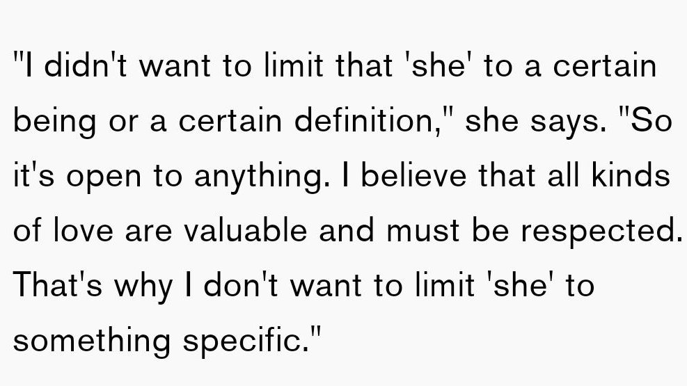 “when i write i don't really think about gender. No “we are a girl group” or “woman” or “man”, i don’t even think of age! i just say what’s on my mind" -she also mentioned her want to break the prejudices while in queendom, and her openness with Oh My God female pronouns