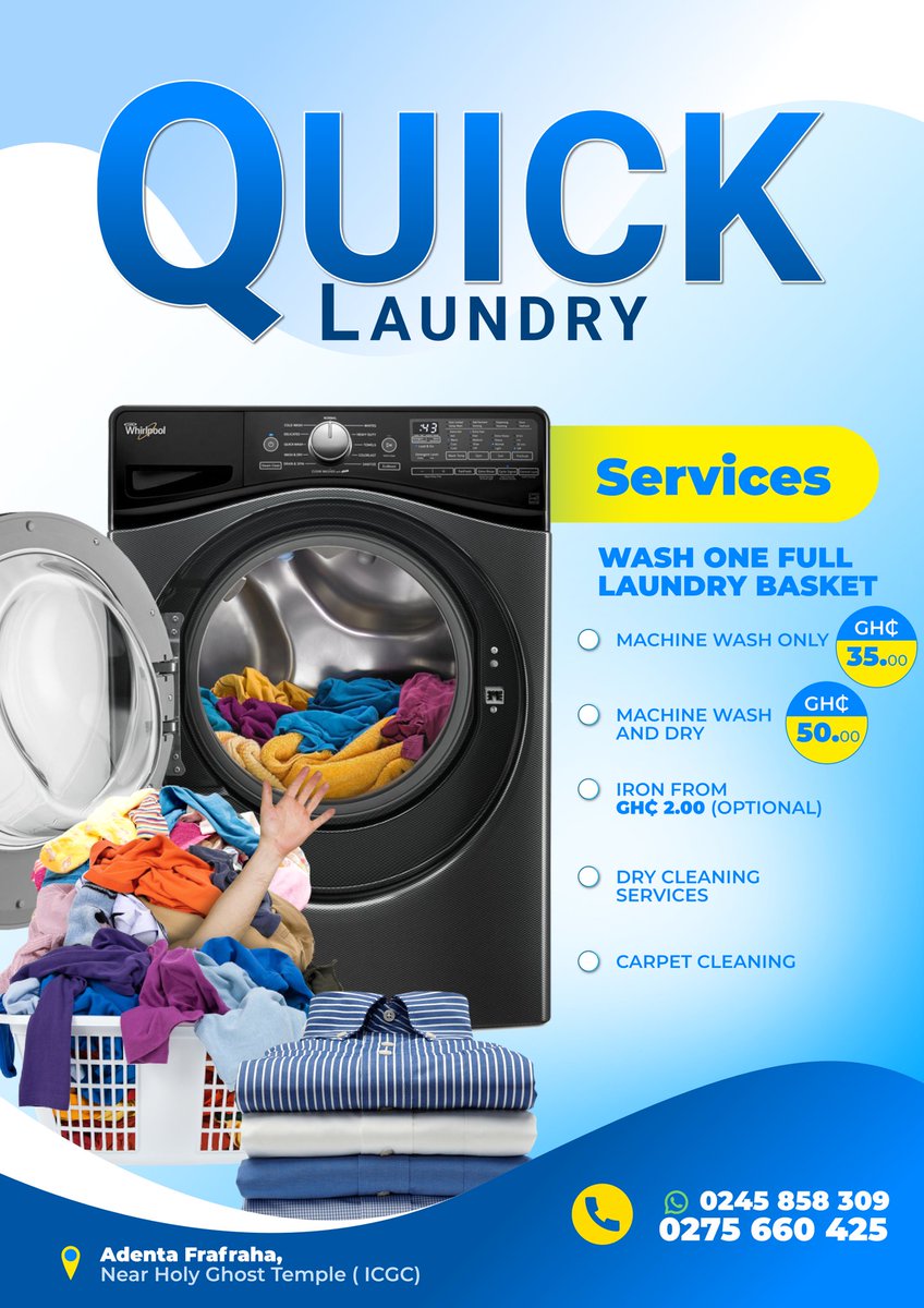 ElhormMac's tweet photo. Quick laundry is fast a ND affordable .just leave your staffs .we will give you the best https://t.co/XmuYVoYXw3 now for pick up and delivery 0245858309 https://t.co/Y6n0oK59Ym