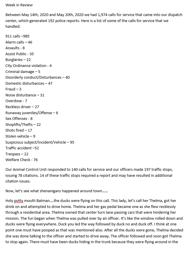 yumapolice1's tweet photo. WEEK IN REVIEW #callsofservice #callsforserviceforYPD #YumaPoliceDepartment #YPD #SergeantFranklinsweeklyreviews #WeekInReview #weeklyreviews #thesestoriesarenotfake #truestories #applywithus #wearehiring #YPDishiring #writtenbySgtFranklin #YumaStrong https://t.co/h52CL8hnG7