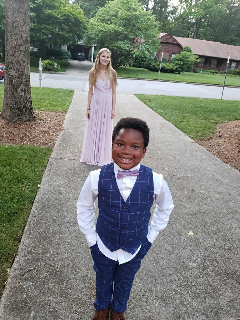 My daughter has been a nanny for this amazing kid for over a year. When he realized she wouldn’t have a senior prom, he wanted to throw her one. He planned a socially distant prom, complete with dancing & her favorite foods.  @somegoodnews  @ABC11_WTVD  #bestpromever  #SomeGoodNews