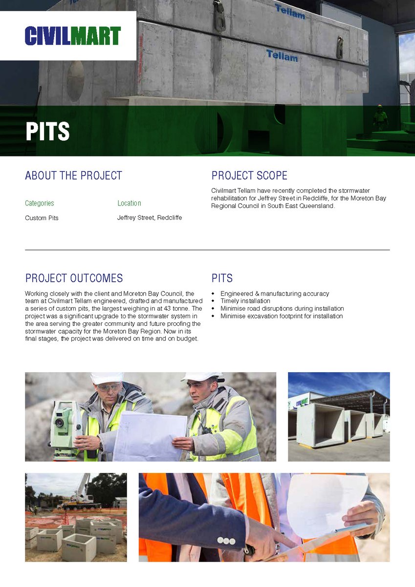 CivilmartGroup's tweet photo. Specialists in Custom Precast Solutions

Working closely with Morton Bay Council, the Civilmart Tellam team recently engineered, drafted and manufactured a 43-tonne custom pit, as part of a larger series of custom pits. See more here: https://t.co/vP57zhHiOf https://t.co/W9h6Vf9Pc6