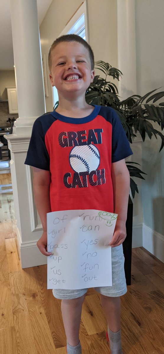 Vball1105's tweet photo. This big guy just got 💯 on some sight words tonight! @kerrie_moreau @MrsCrear https://t.co/pvfsYlAvGY