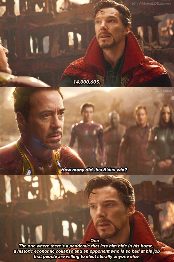 Emma Vigeland On Twitter I Made A Politics Avengers Meme I Am Proud Of It Joe Biden Is The Luckiest Presidential Candidate In History