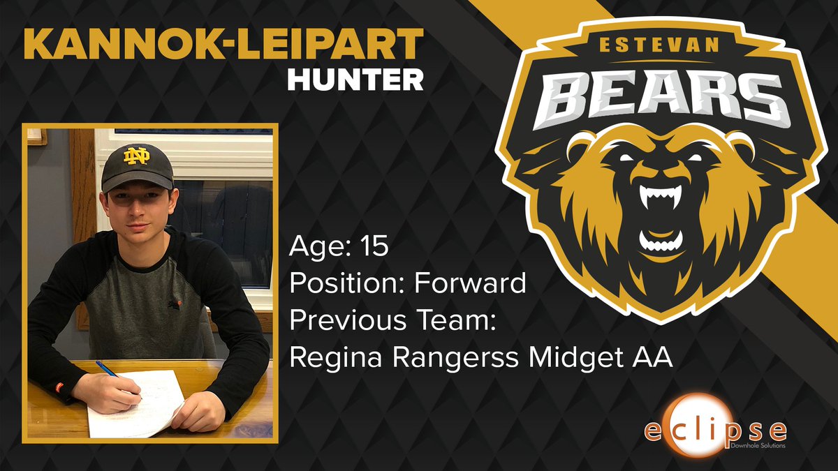 EstevanBears's tweet photo. PLAYER SIGNING: We are excited to announce the signing of forward Hunter Kannok-Leipert of Regina, SK who will be joining the Bears for our inaugural season!
Kannok-Leipert played last season with the (SSMHL) Regina Rangers Midget AA (25GP, 12G, 11A, 23PTS, 48PIM) https://t.co/xiWOPQHgmp