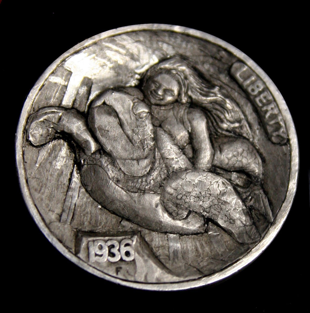 Hobo_Nickel_Soc's tweet photo. May 23 = #WorldTurtleDay The #Turtle & The Mermaid
#HoboNickel #CoinCarving by #DanFarrell https://t.co/CoGKTmtaGy