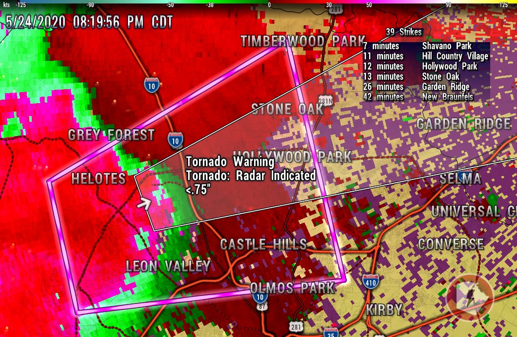 BexarCOSW's tweet photo. URGENT: THE TORNADO WARNING CONTINUES... EXPECTED PATH/ARRIVAL TIMES. https://t.co/FvkJqq4Wja