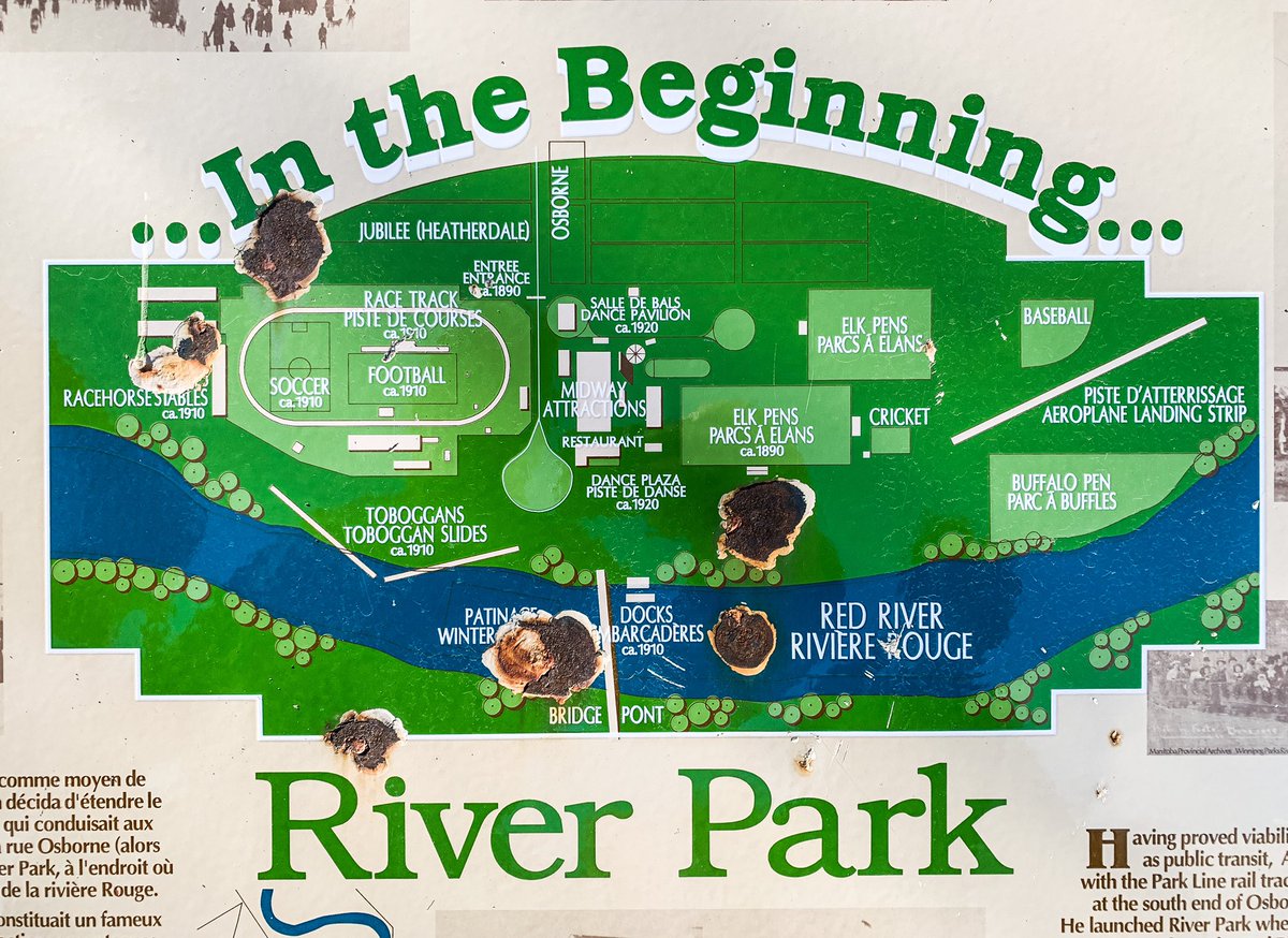 To provide a destination at the end of the Park Line, the rail company bought a large piece of riverfront property and built River Park in 1891, with sports fields, a dance hall, racetrack, zoo, and amusement park. 3/8