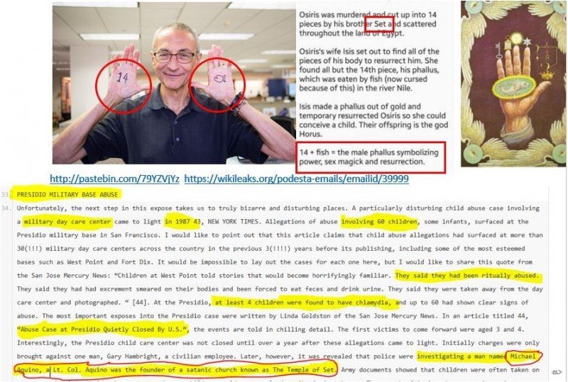 12.) Now, we know these dark forces inside our government have a long history with Satanism, and John Podesta, who served as Counselor to President Barack Obama and was HRC’S campaign chairman, was recently outed as an occultist, attending satanic spirit cooking dinners.