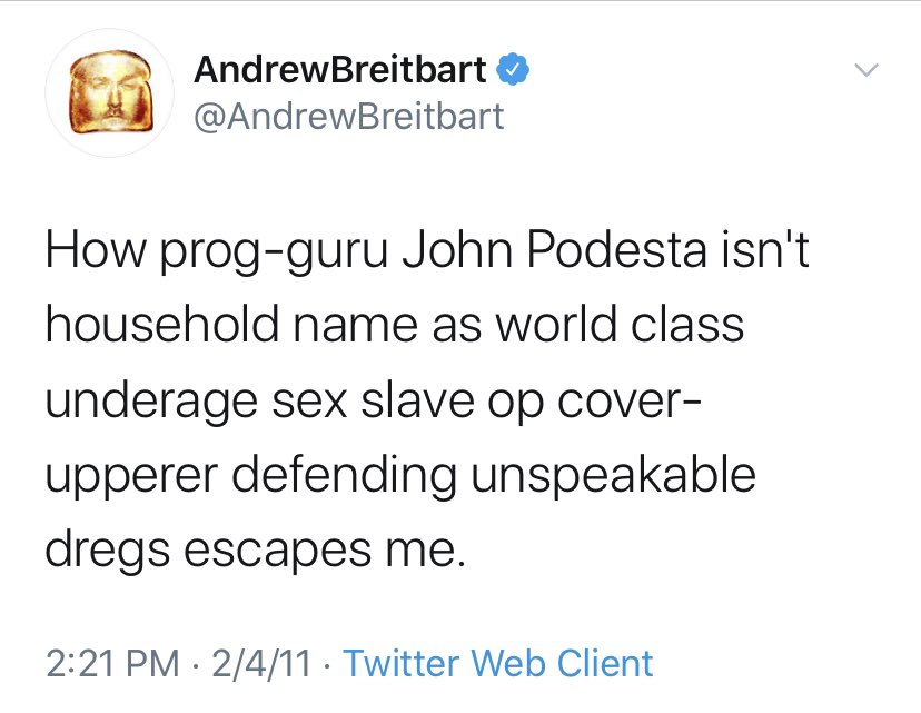 14.) Another strange death was that of Andrew Breitbart, founder of Breitbart News. Andrew was sending out cryptic tweets about Podesta shortly before his death in March 2011.