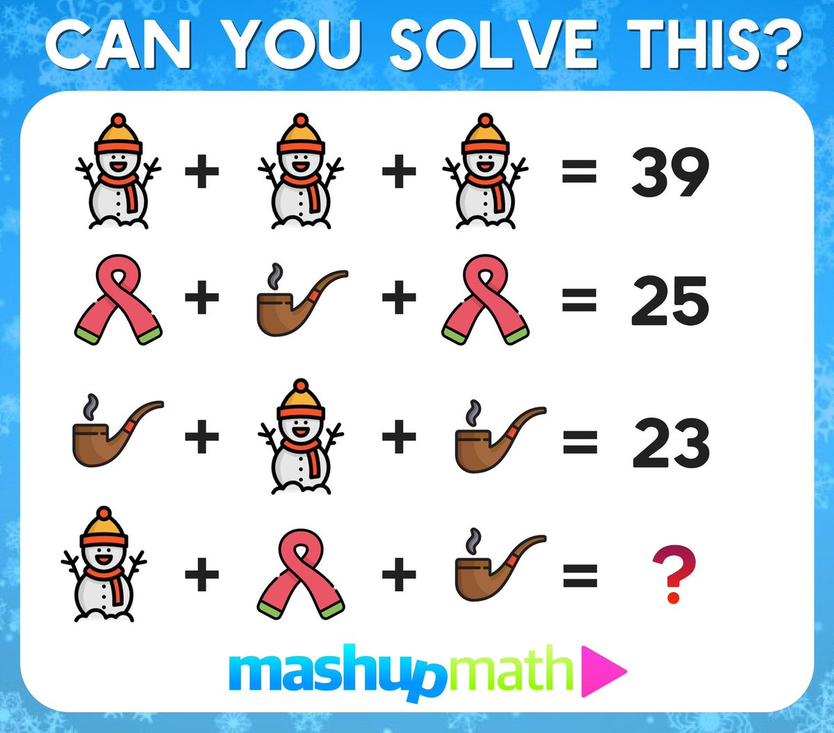 UNCAMath's tweet photo. Wishing it was cooler outside? We have a riddle for you that may remind you of colder days. Message us your answers! https://t.co/b5yNYljQU6