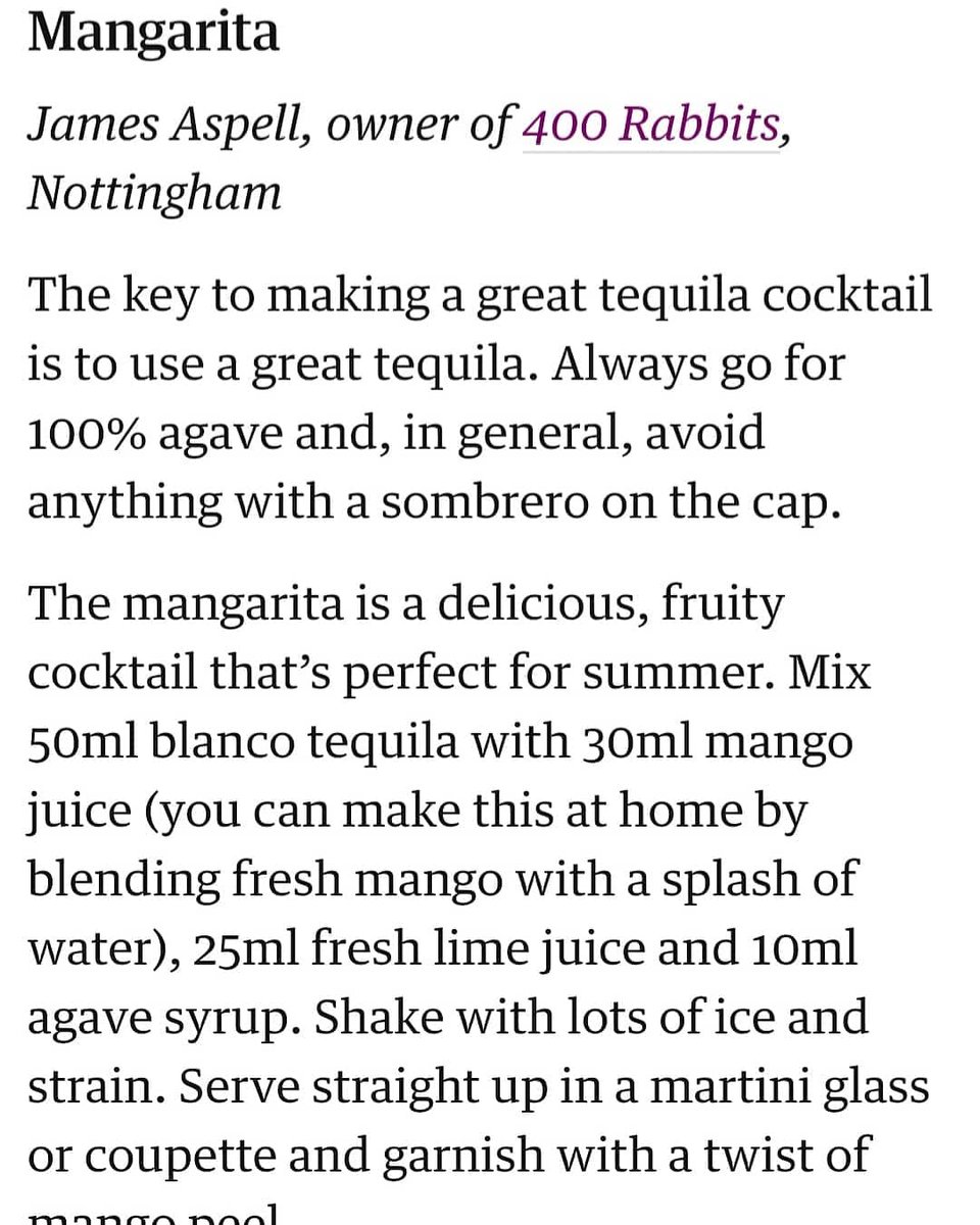 400rabbitstweet's tweet photo. Look at us getting featured in the bloomin' Guardian today!
๐
Top 10 tequila cocktails to make at home as chosen by the experts!
๐ฐ
#tequila #cocktail #cocktails #notts #nottingham #nottsfood #nottsbars #nottsrocks https://t.co/t5VlGaVZcq