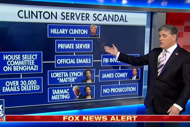 10\\As we moved into 2016, the subject of Clinton’s private server became a regular topic on Sean Hannity’s show (BleachBit!) and other Fox News programs.