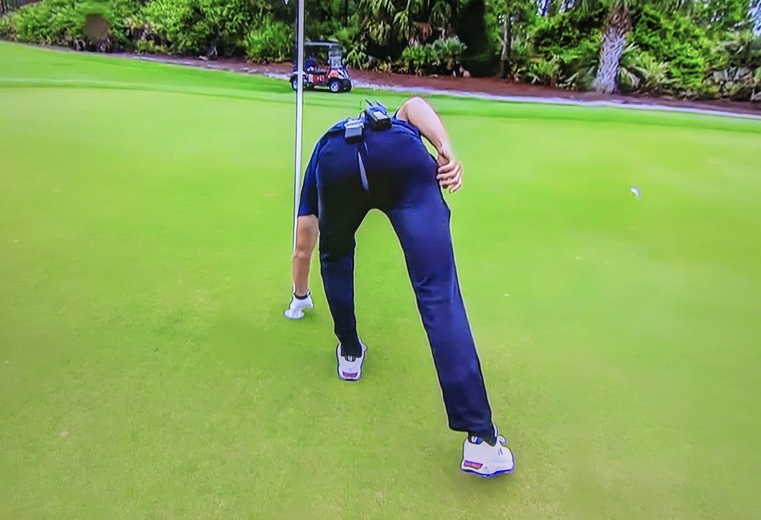 Tom Brady sinks it from the fairway then splits his pants taking the ball o...