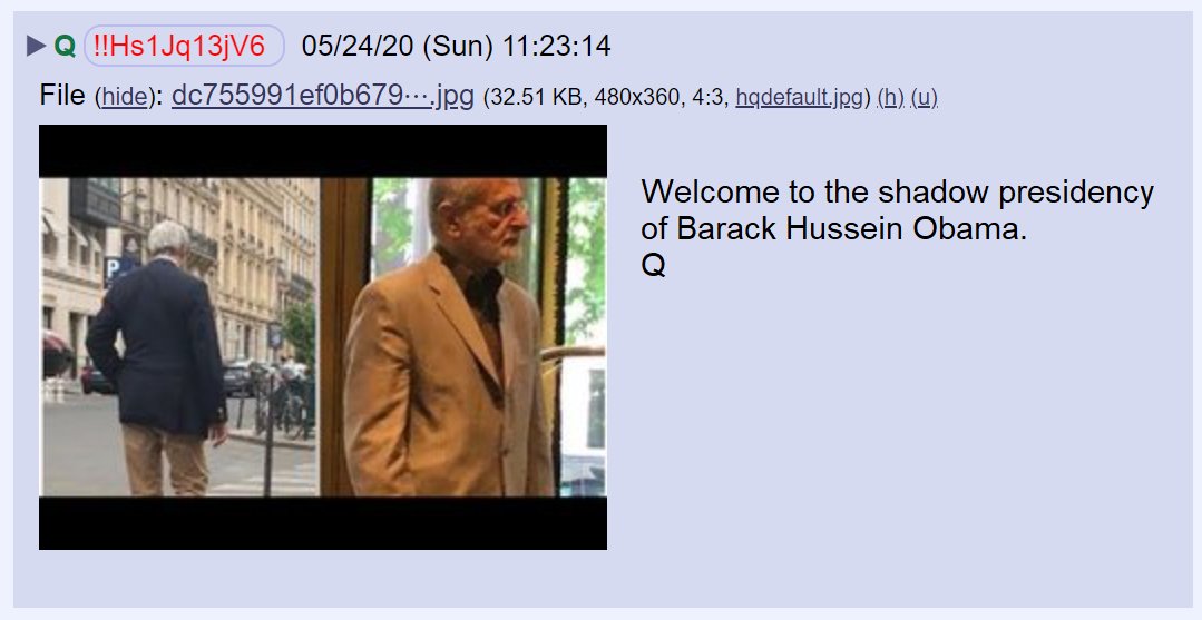 100) Q posted a photo of an Iranian official who attended a meeting in Paris in 2018. The official just happened to be in Paris at the same time as Obama's Secretary of State (and architect of the Iran deal), John Kerry.