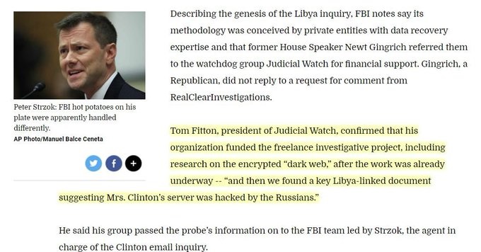 17\\Included in the documents is the suggestion that the Russians did in fact hack Clinton’s server.  https://www.realclearinvestigations.com/articles/2019/09/09/clinton-libya_and_trump-russia_a_tale_of_two_probes_and_the_fbi_120083.html