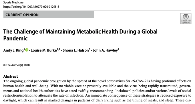 AndyJKing's tweet image. "The Challenge of Maintaining Metabolic Health During a Global Pandemic"

Happy to see this one out &amp;amp; open access

☑️keep moving
☑️diet &amp;amp; nutrition key
☑️be mindful of sleep
☑️sleep-exercise-nutrition all interact

@JohnAHawley @LouiseMBurke @ShonaHalson 

link.springer.com/content/pdf/10…