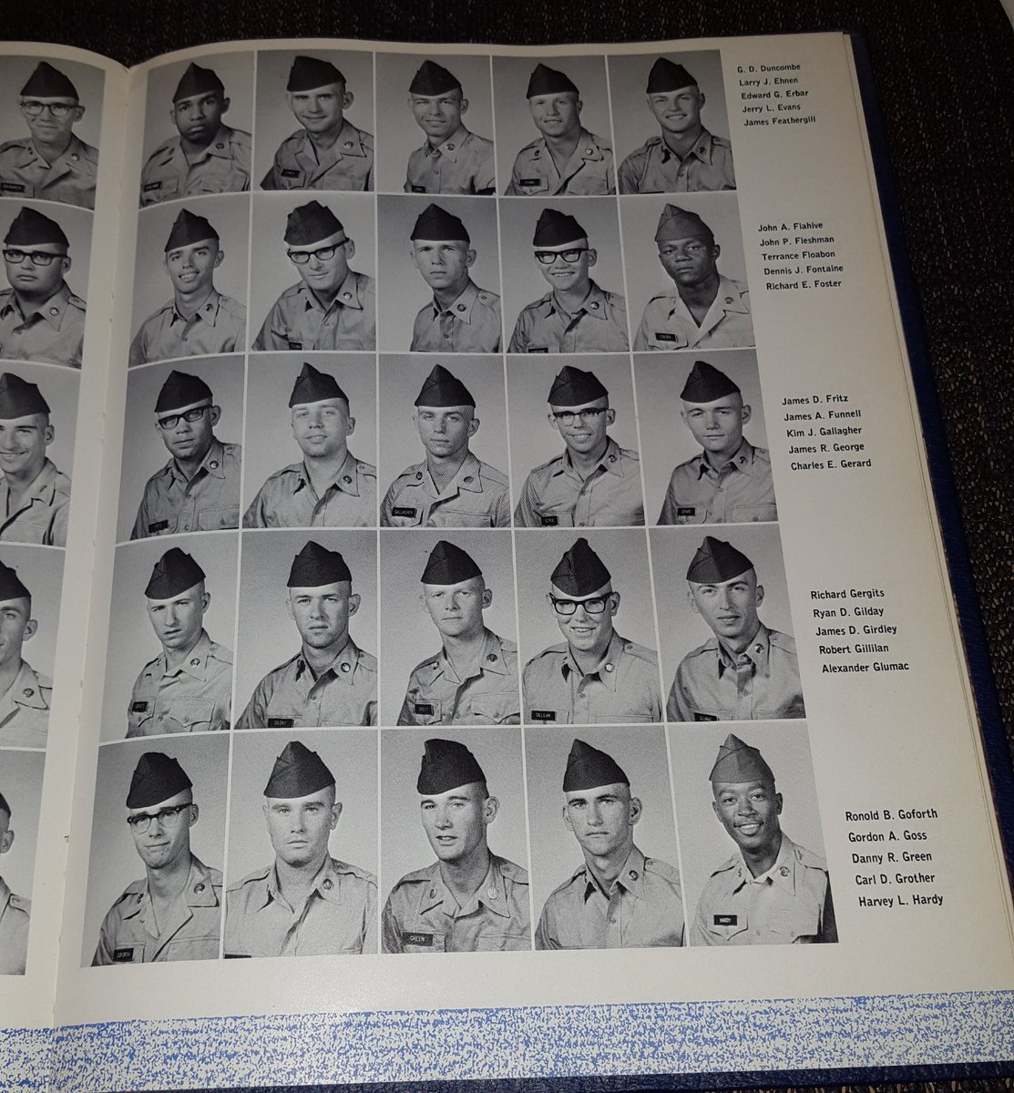 Yesterday I went to an estate sale and bought this book company d fifth battalion 3rd Brigade November 2nd 1967 basic training graduation class. Most of these guys probably went to Vietnam. Some did not come back. Photos below.