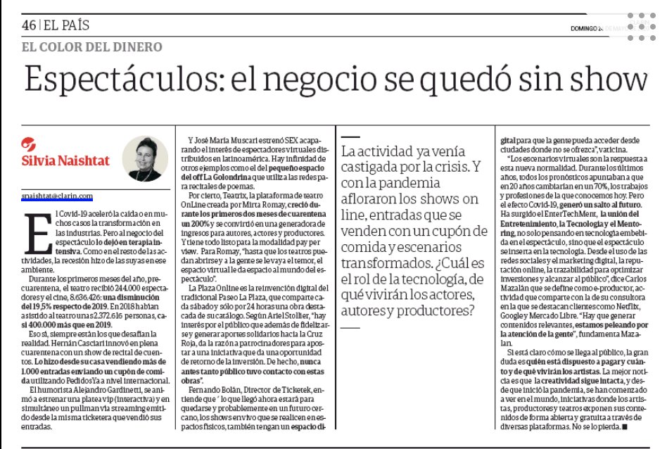 cmazalan's tweet image. #EnterTechMent es el lugar donde creo que el futuro que nos visita anticipadamente, está esperando al mundo del espectáculo. Ahí vamos...
clarin.com/economia/tecno…