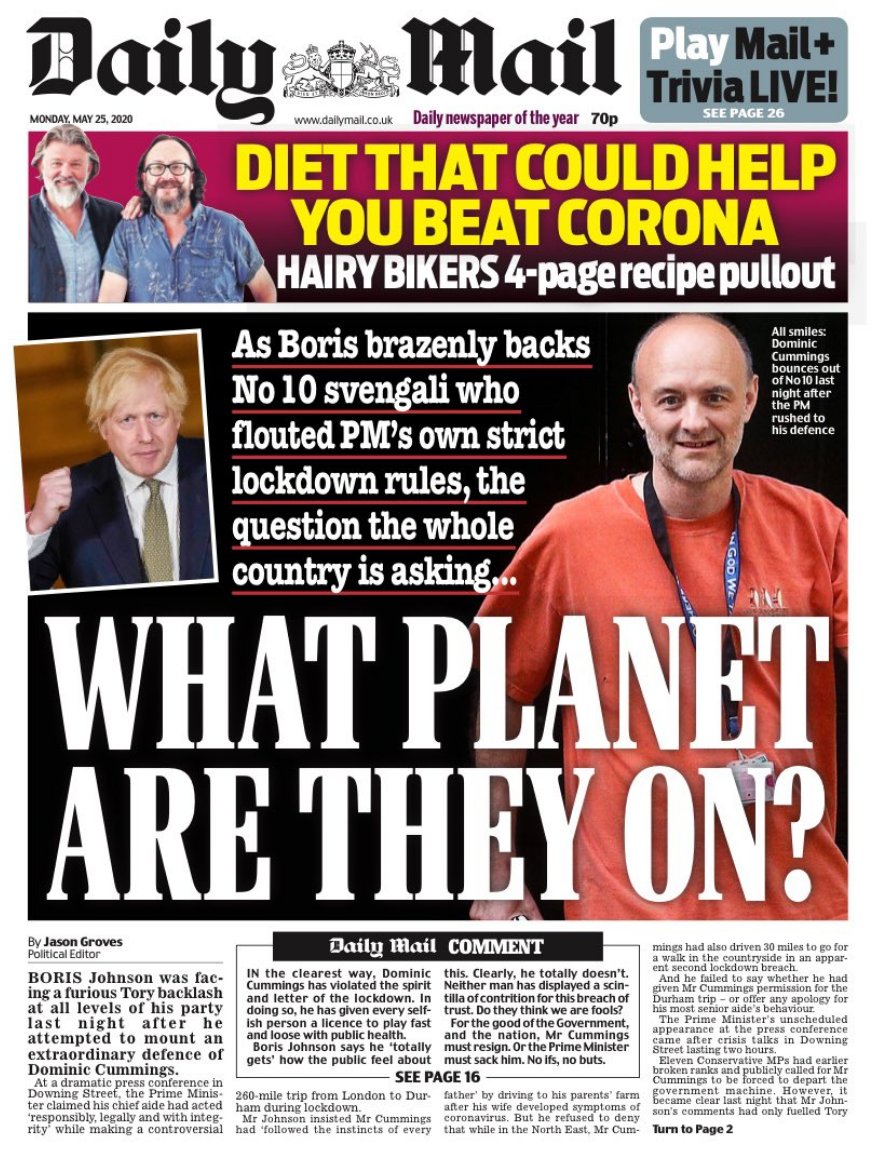 billybragg's tweet photo. Wow! When the Guardian and the Mail agree on a political scandal, you really are in deep trouble. https://t.co/Wux5Dy7LSA