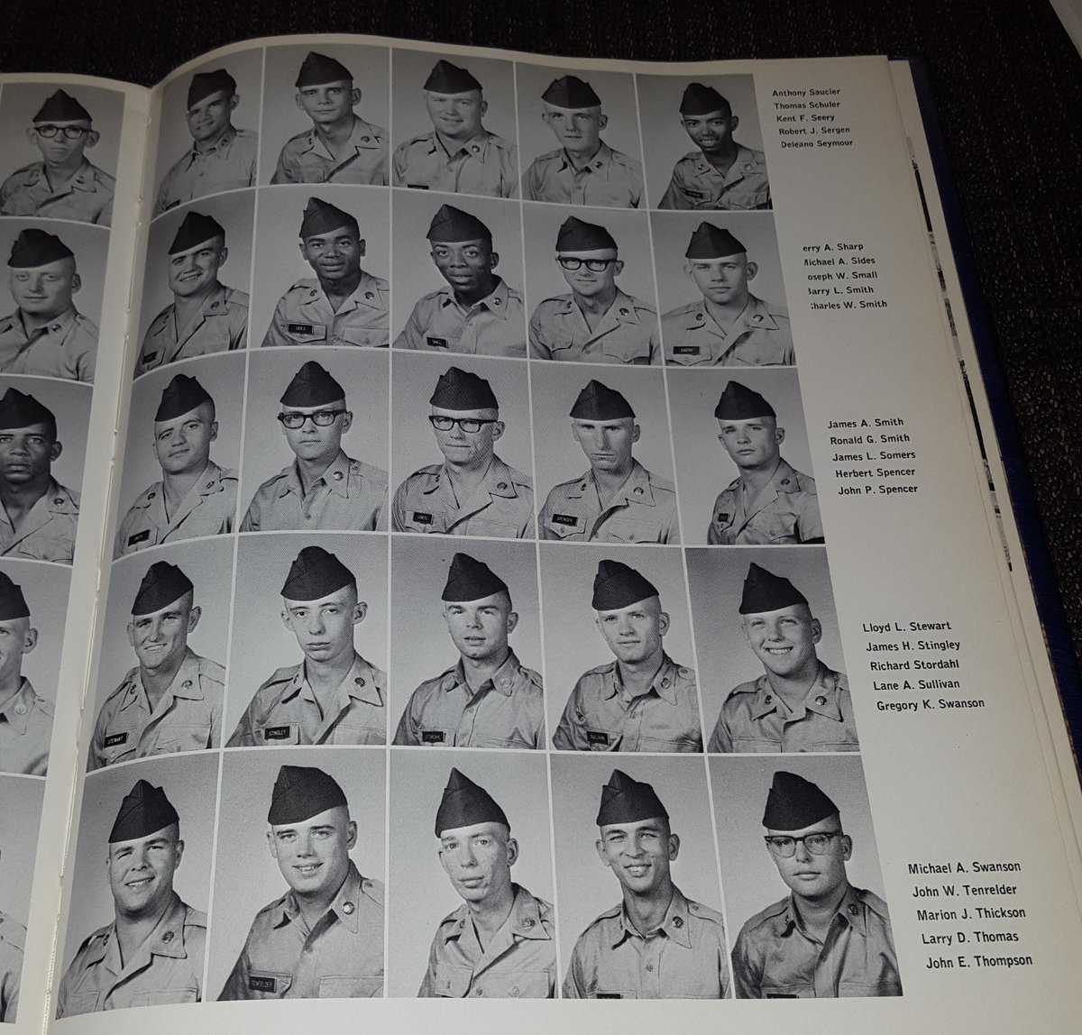 Yesterday I went to an estate sale and bought this book company d fifth battalion 3rd Brigade November 2nd 1967 basic training graduation class. Most of these guys probably went to Vietnam. Some did not come back. Photos below.