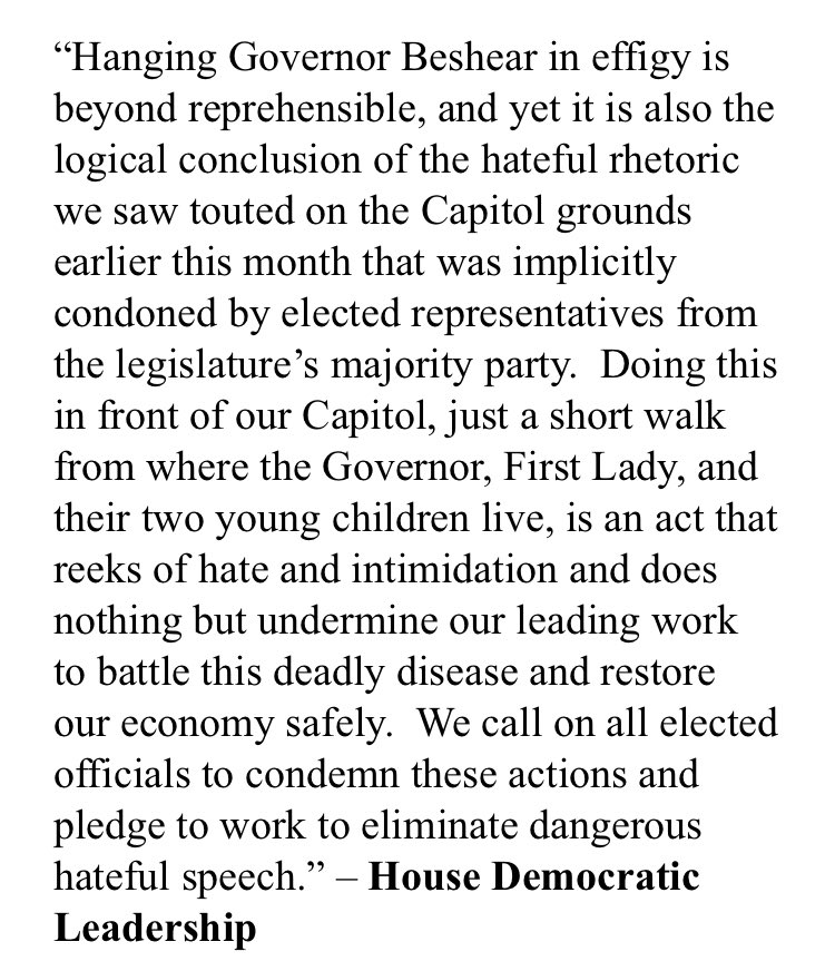 Statement from House Democratic Leaders. (Reps Jenkins, Graham and Hatton).