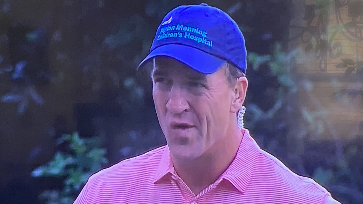 Peyton now wearing a <a href="/PeytonChildrens/">Peyton Manning Children's Hospital</a> hat. “Hoosiers, I’m representing you.” #TheMatch