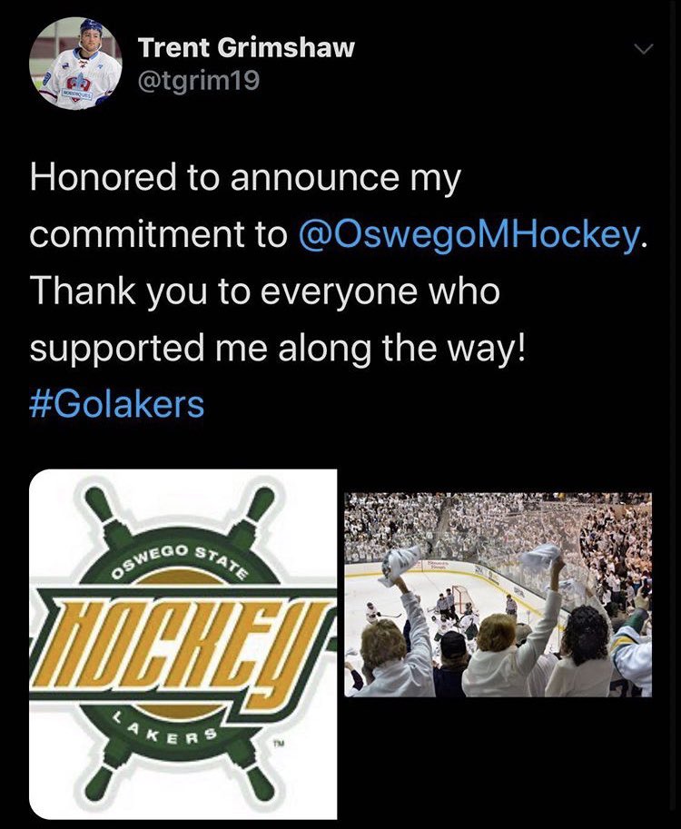 SalineHockey's tweet image. Congrats to Saline Hockey alum, Trent Grimshaw on his commitment to @OswegoMHockey !  #HornetHockey #hardworkpaysoff💪 #AlwaysaHornet @SalineAthletics @TheSalinePost