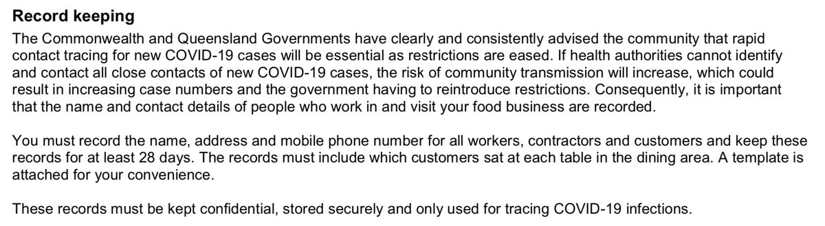A bunch of people asked about the personal info requested in the second pic. This is a gov requirement for restaurants to reopen and frankly, is quite reasonable given the circumstances  https://www.goldcoast.qld.gov.au/documents/bf/covid-19-update-for-food-businesses.pdf