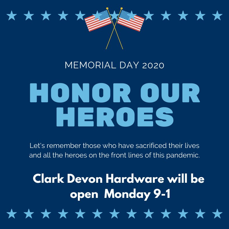ClarkDevon's tweet photo. Wishing you a peaceful and pleasant Memorial Day. We're here for whatever you might need Monday from 9-1. #memorialDay2020, #Distance #picnic #ClarkDevonChicago https://t.co/PyzCbuoRBo
