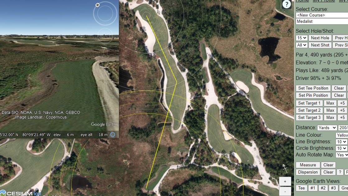 ProVisualizer's tweet image. 15th Long par 4! This is what it looks like off the tee with google earth integration #provisualizer #bringthecoursetolife