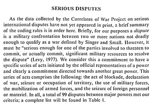 For IR scholars who work with IR data, this piece is notable as it is the first piece to use what we now call "Militarized Interstate Dispute" (MID) data. He used these "serious disputes" to create a sample of state-to-state pairs that were likely to enter arms races