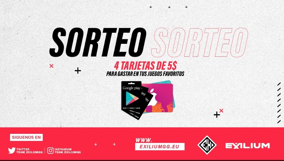 Nuevo Sorteo 4 Tarjetas de $5 🤩
Seguir a
-@Lillard_Exilium 
-Like y RT 
Ganadores en 4 días 
❗SUERTE❗