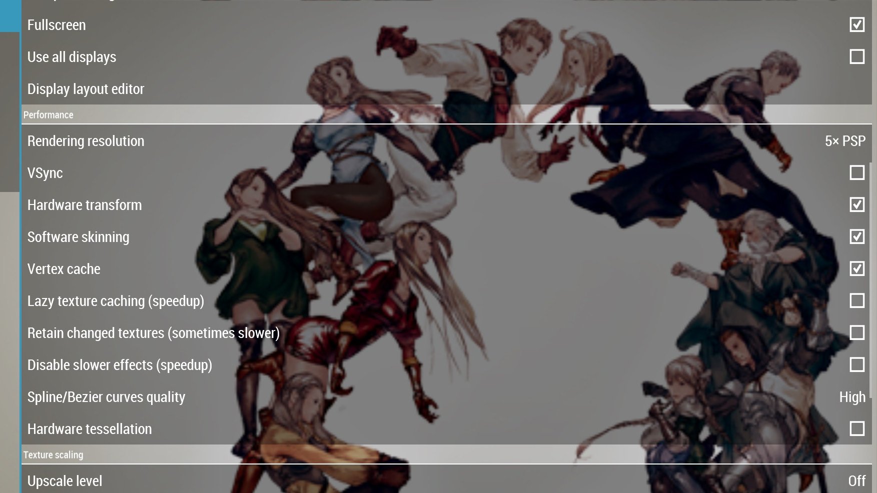 Bring Peanut Butter If You Want To Use The Ppsspp Emulator To Play Tactics Ogre Let Us Cling Together Those Are The Settings I D Recommend To Get The Cleanest Image