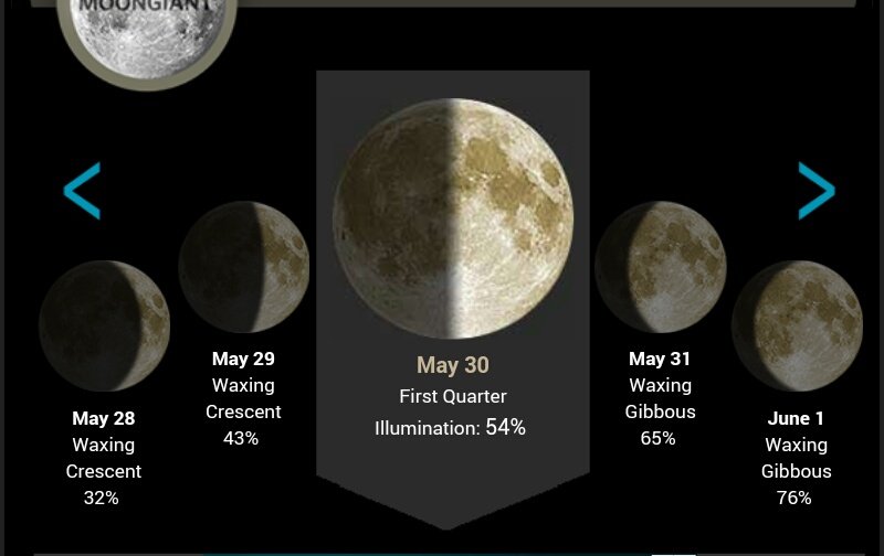 Idk if it makes sense lol I'm sorry for that. So, I've searched what will be the moon phase on May 30th. It says that it's going to be in a First Quarter phase. Half-illuminated and half-dark. Also, it mentions that it's a ONE DAY EVENT. It really is for us, Atiny. KQ!  +