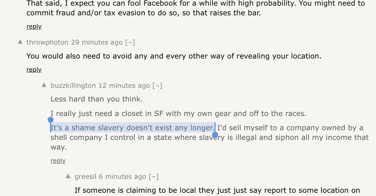 Spotted on this  @newsycombinator thread. man I see some casually tossed-around ignorance on that site, but are you fucking kidding me with this shit?
