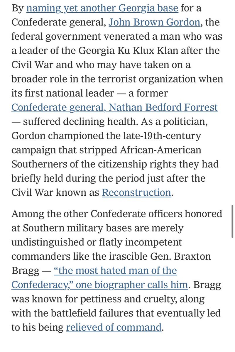 Imagine being angry at saying the US military should not honor terrorists and war criminals.  https://www.nytimes.com/2020/05/23/opinion/sunday/army-base-names-confederacy-racism.html?referringSource=articleShare