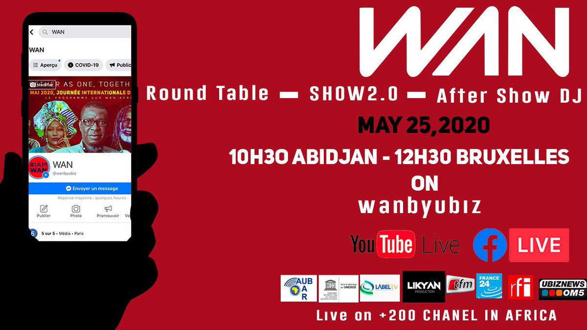 WANbyUbiz's tweet photo. We expect you to celebrate today’s International Day of Africa.
#TOGETHERASONE #TOGETHERISWAN #IAmWan #JeSuisWan #AUB_UAR #unesco #tfm #likyanproduction #labeltv #france24 #rfi #ubiznewstvom5 #wanbyubiz
#African_Union_Of_Broadcasting📻📺🖥
#Stop_Covid19 https://t.co/IcvtdoSp0l