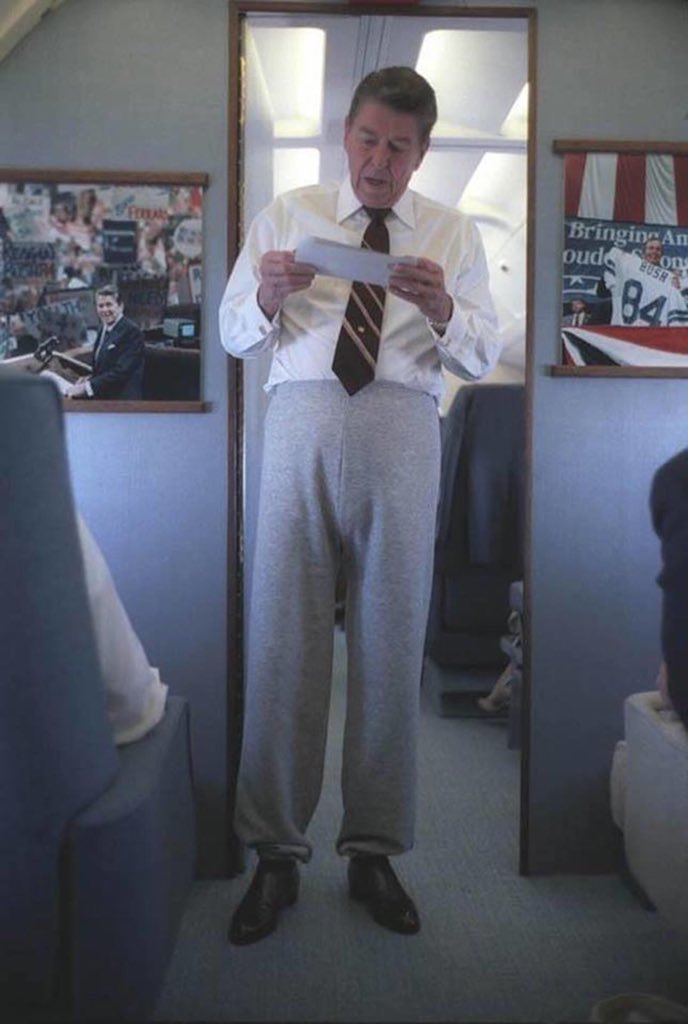jaredcwilson's tweet photo. The Gipper was rocking Zoom fashion 35 years before Zoom. https://t.co/hmCroeu7v4
