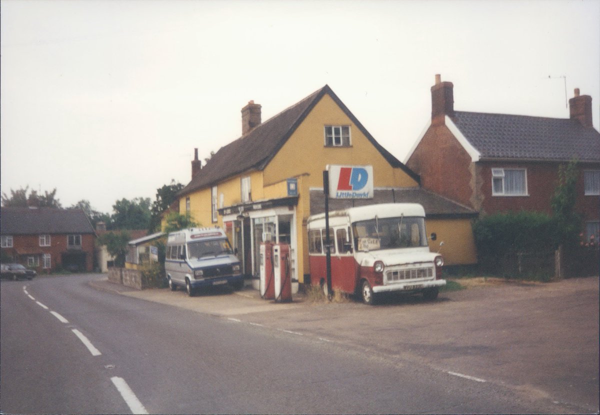 Day 154 of  #petrolstationsLittle David, Dennington, Suffolk, 2005  https://www.flickr.com/photos/danlockton/15641717844/  https://www.flickr.com/photos/danlockton/15641718324/I love the Guinness for Strength sign in the window, and the 1972 Ford Transit minibus for sale, £700 as far as I can read. Now a house called "The Old Stores".