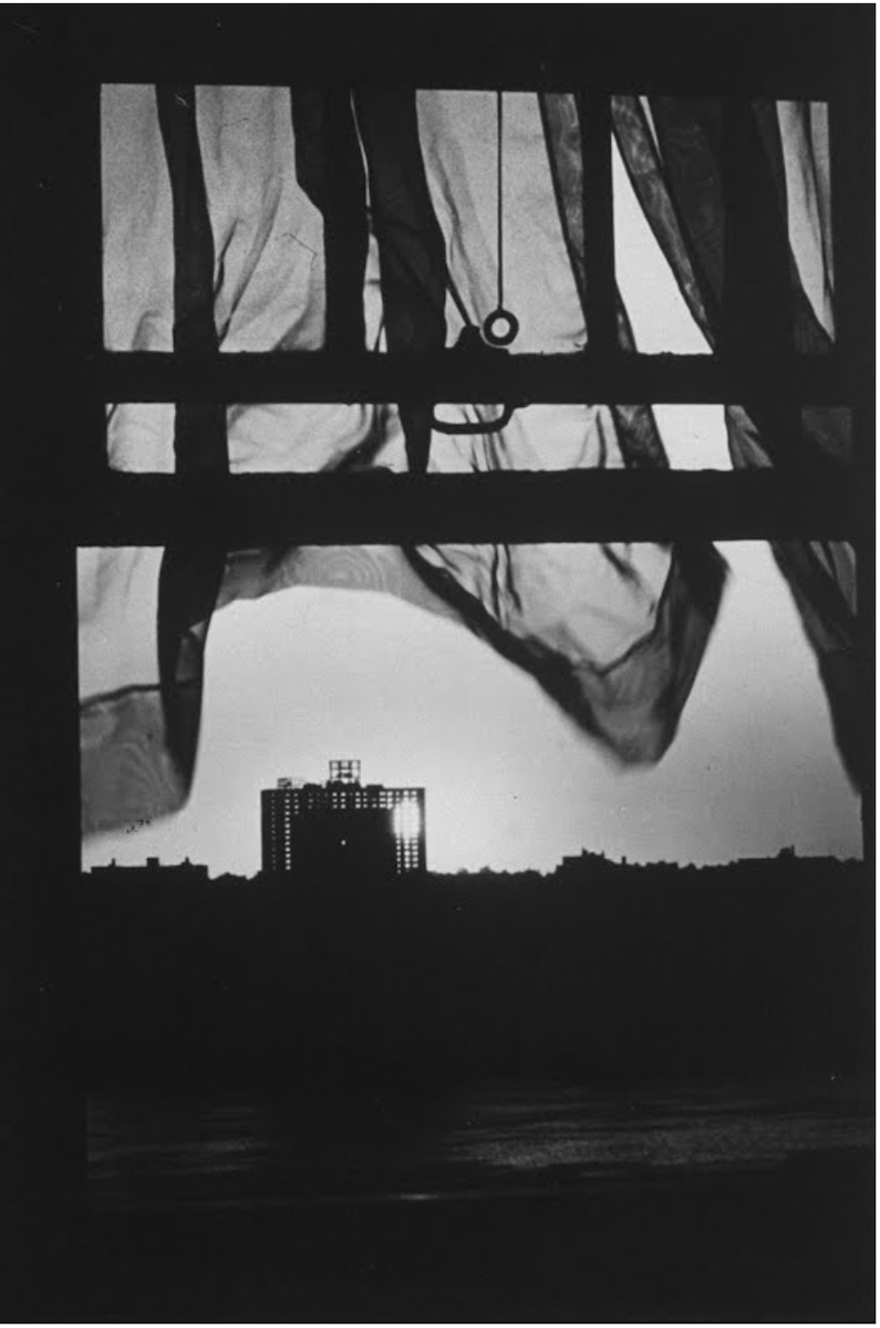 Here's something that nearly every one of us in lock-down can sympathize with: a sunset shot by John Loengard from his apartment window, from 1964. Look at how the curtains move in the wind. Alas, if even a tiny portion of our photos could look like this!