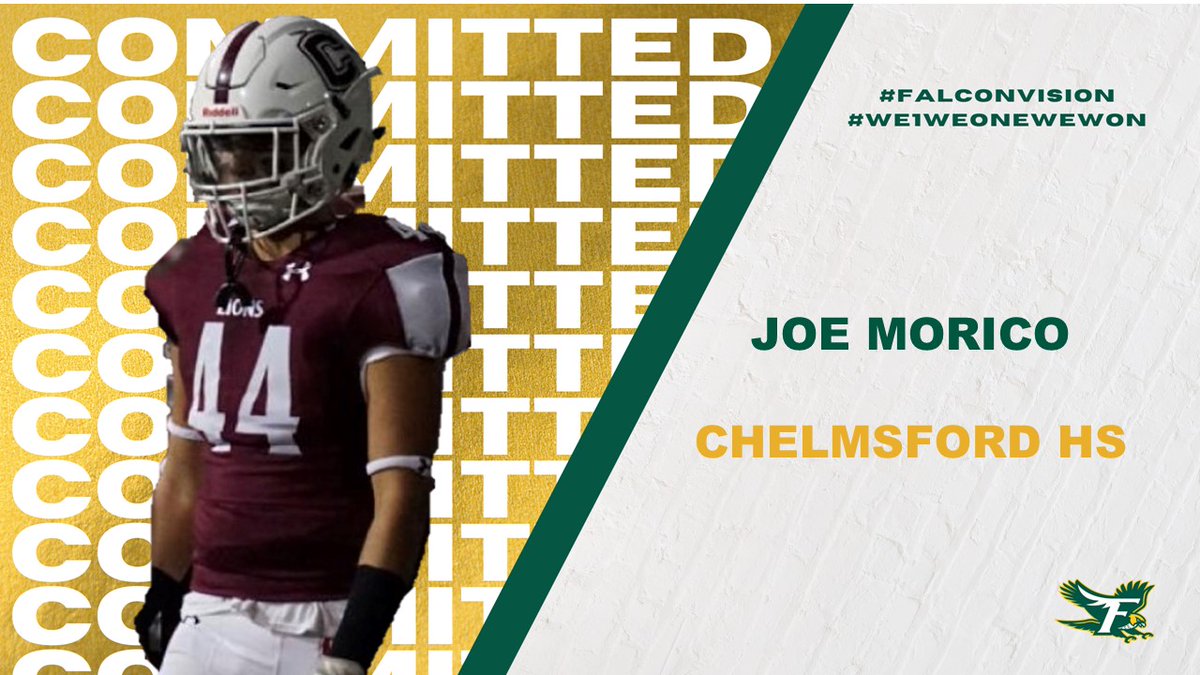 Another one committed from the North Shore, Joe Morico. <a href="/j_morico/">Joseph Morico</a> played his HS ball at Chelmsford HS. Welcome to the family Joe! #MassMade #FalconVision #We1WeOneWeWon #fsufalconsfb