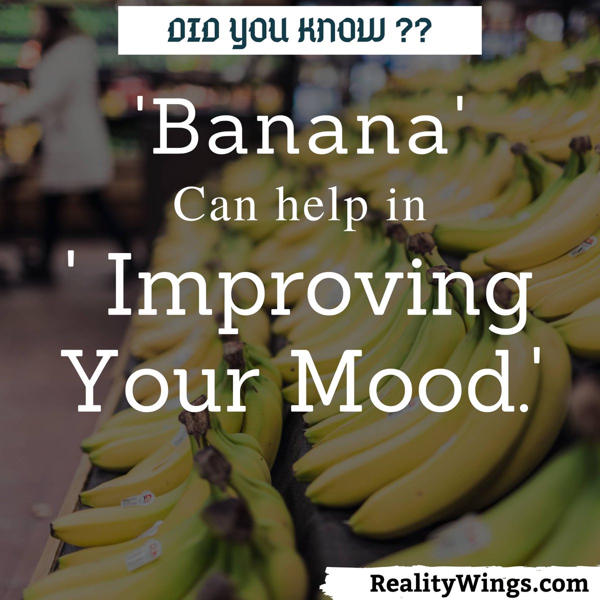 RealityWings's tweet photo. "A medium-size (9"" length) #banana has approx 30% #dailyneed of Vitamin B6. #VitaminB6 helps to produce #serotonin, which is widely known as a #moodstabilizer.
#bananabenifits #ilovebanana #banananutrition #healthyfruits #healthybanana #bananachips #banana #bananathebest https://t.co/Y1VjTcIWeZ