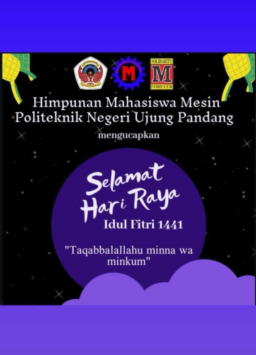 Selamat Hari Raya Idul Fitri 1441 H.
Mohon Maaf Lahir Batin Buat Dosen, Teman, Kanda, Alumni, Mesin Indonesia.
Semoga amalan kita selama 1 bulan diTerima Allah Swt. Amin
#SolidarityForever
#TeknikMesinPnup 
#PoliteknikNegeriUjungPandang
#TeknikMesinIndonesia