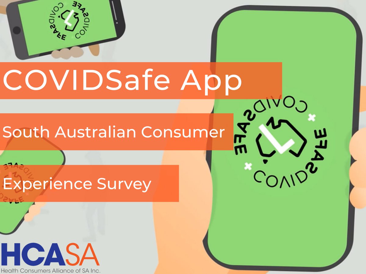 HealthConsumers's tweet photo. HCASA have launched a COVIDSafe App South Australian Consumer Experience Survey >>>https://t.co/Zyz0VRVWNb

We want to know what South Australians think of the Federal Government's COVIDSafe App in terms of access, trust and to find out why people have/haven't downloaded the app. https://t.co/KDssIbwmJ2