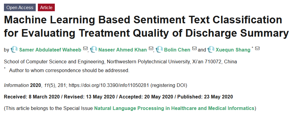 InformationMDPI's tweet image. #NewPaper Machine Learning Based Sentiment Text Classification for Evaluating Treatment Quality of Discharge Summary 
#DischargeSummaries
#TextClustering
#ExtremeLearningMachine
#SentimentAnalysis
#HealthSurveillance
#QualityEvaluation 
mdpi.com/2078-2489/11/5…
@MDPIOpenAccess
