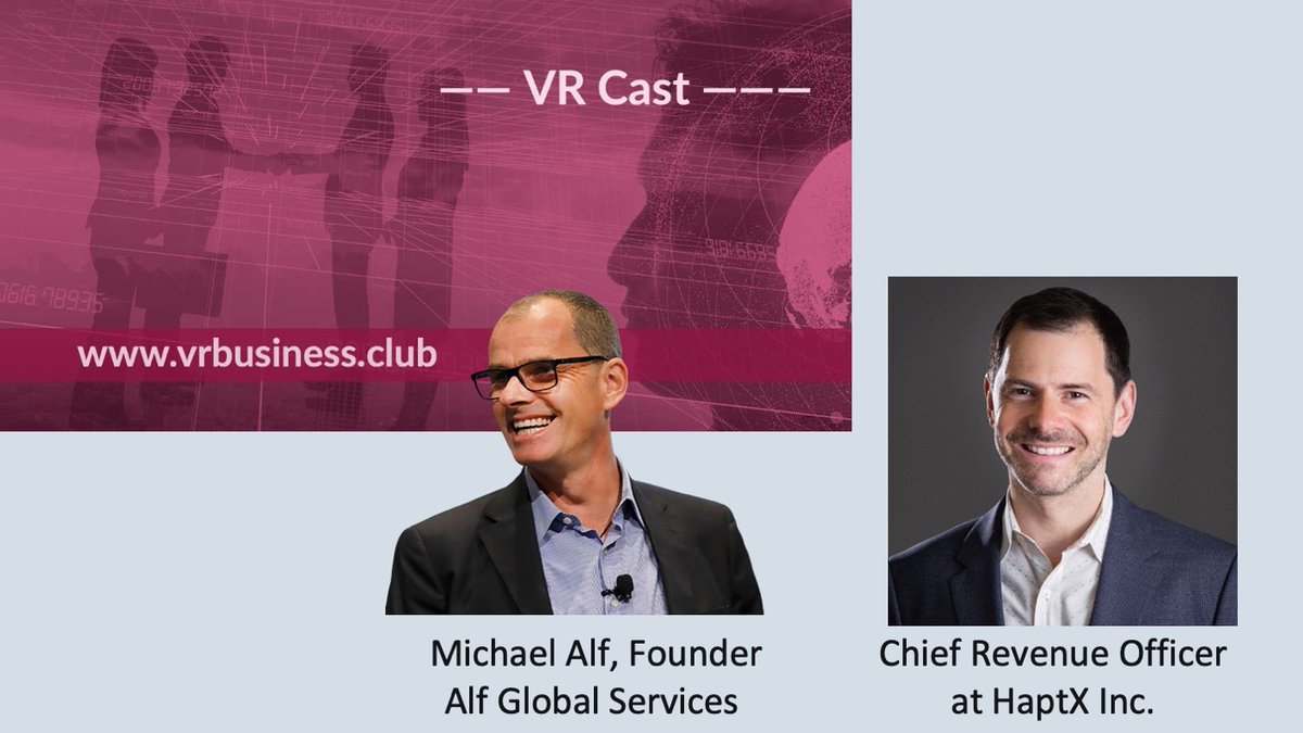 Heute 16 Uhr: VR Cast - with Joe Michaels Chief Revenue Officer HaptX -Anmeldung hier: 
account.altvr.com/events/1480251…
Live auf YouTube hier: vrbusiness.club/live #vr #ar #mr #talk #podcast #vrcast