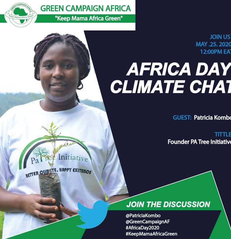 Patricia kombo (@patriciakombo) on Twitter photo Today is #AfricaDay2020
Our voice is
#StopDeforestation.
Join me on twitter chat at 12pm on why trees are crucial and the need to involve young ones
#KeepMamaAfricaGreen <a href="/Fridays4future/">Fridays For Future</a> <a href="/AfricanUnionUN/">African Union Mission to the UN</a> <a href="/350Africa/">350 Africa</a> <a href="/Greenpeace/">Greenpeace International</a> <a href="/UNCCD/">UN Land and Drought</a>
<a href="/UNCCDcso/">UNCCD Civil Society</a>
<a href="/SafaricomPLC/">Safaricom PLC</a>
<a href="/AfricaUpClose/">Wilson Center Africa Program</a> Today is #AfricaDay2020
Our voice is
#StopDeforestation.
Join me on twitter chat at 12pm on why trees are crucial and the need to involve young ones
#KeepMamaAfricaGreen <a href="/Fridays4future/">Fridays For Future</a> <a href="/AfricanUnionUN/">African Union Mission to the UN</a> <a href="/350Africa/">350 Africa</a> <a href="/Greenpeace/">Greenpeace International</a> <a href="/UNCCD/">UN Land and Drought</a>
<a href="/UNCCDcso/">UNCCD Civil Society</a>
<a href="/SafaricomPLC/">Safaricom PLC</a>
<a href="/AfricaUpClose/">Wilson Center Africa Program</a>